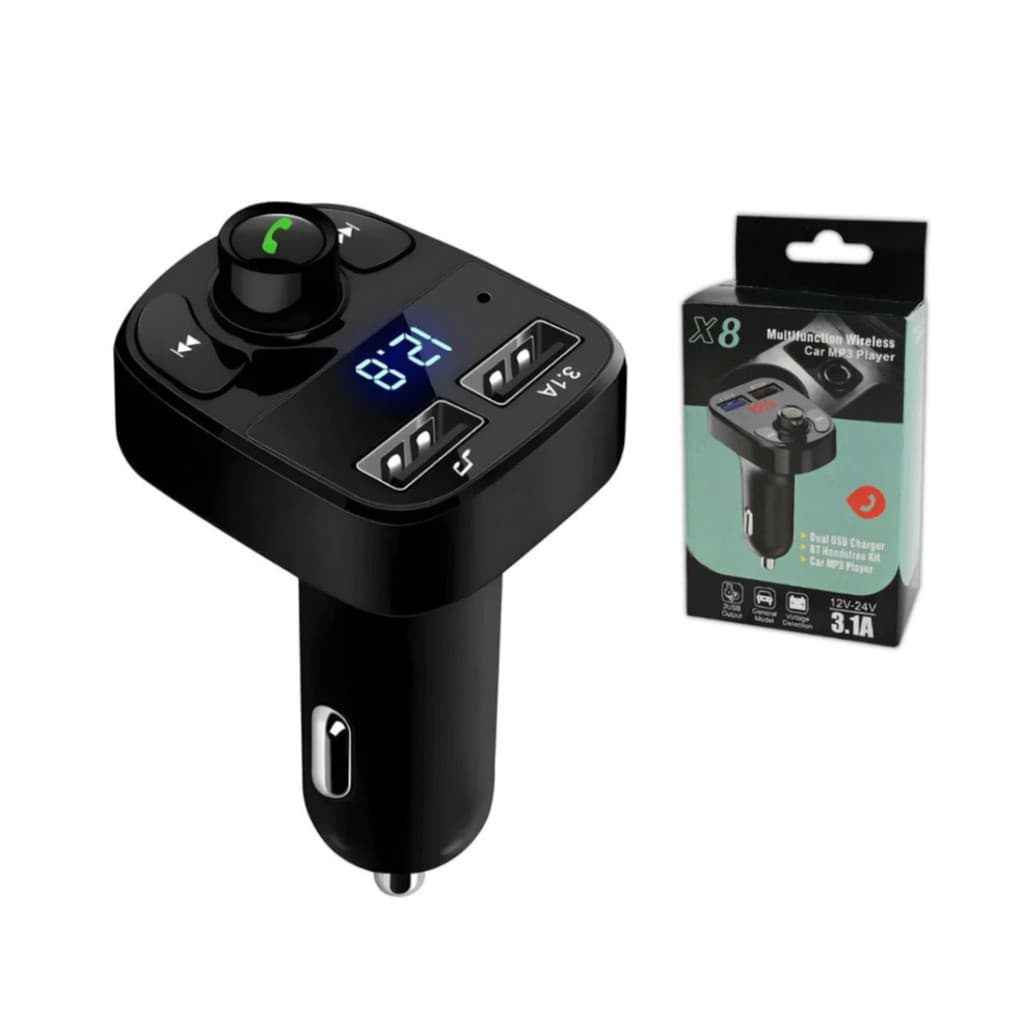 Transmissor FM Bluetooth Veicular X8 – Carregador USB e Som Automotivo em um Único Dispositivo - QCC-001