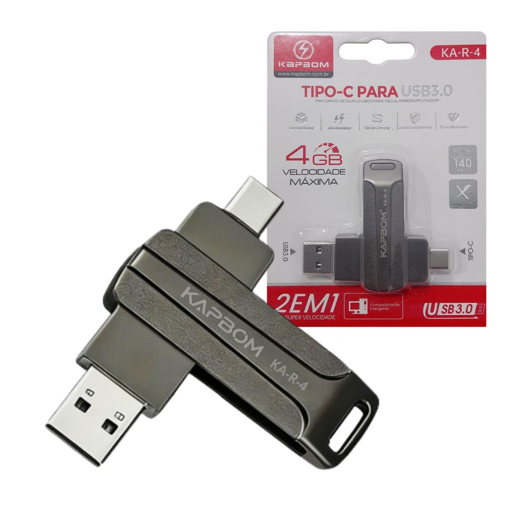 Pendrive 4GB Unidade Flash TIPO-C para USB 3.0 de Alta Velocidade Kapbom KA-R4