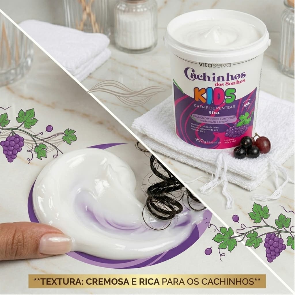 Creme de Pentear Vita Seiva Cachinhos dos Sonhos Kids Uva 950g