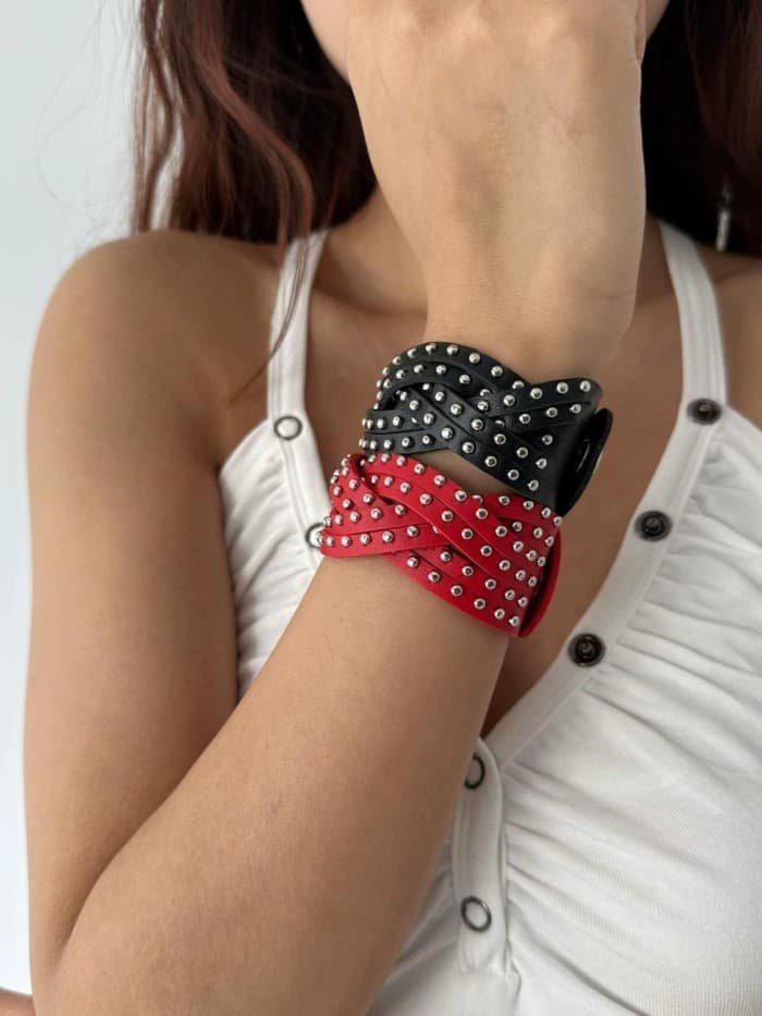 TooToo 2026 Novo estilo rebite torção Snap pulseira Hip Hop versão ampla pulseira retrô