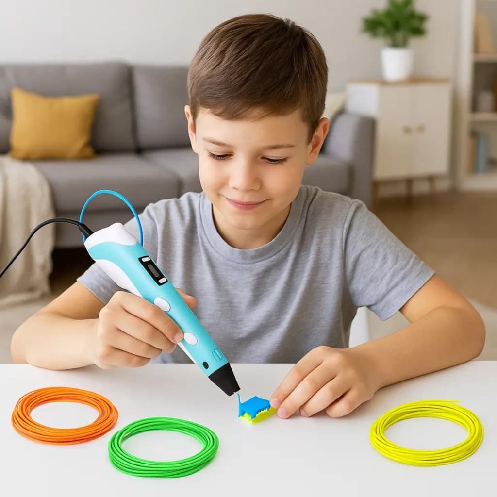 Caneta 3D Impressora Criativa com Filamentos Coloridos Kit Completo Desenho Modelagem Artesanato Educativo
