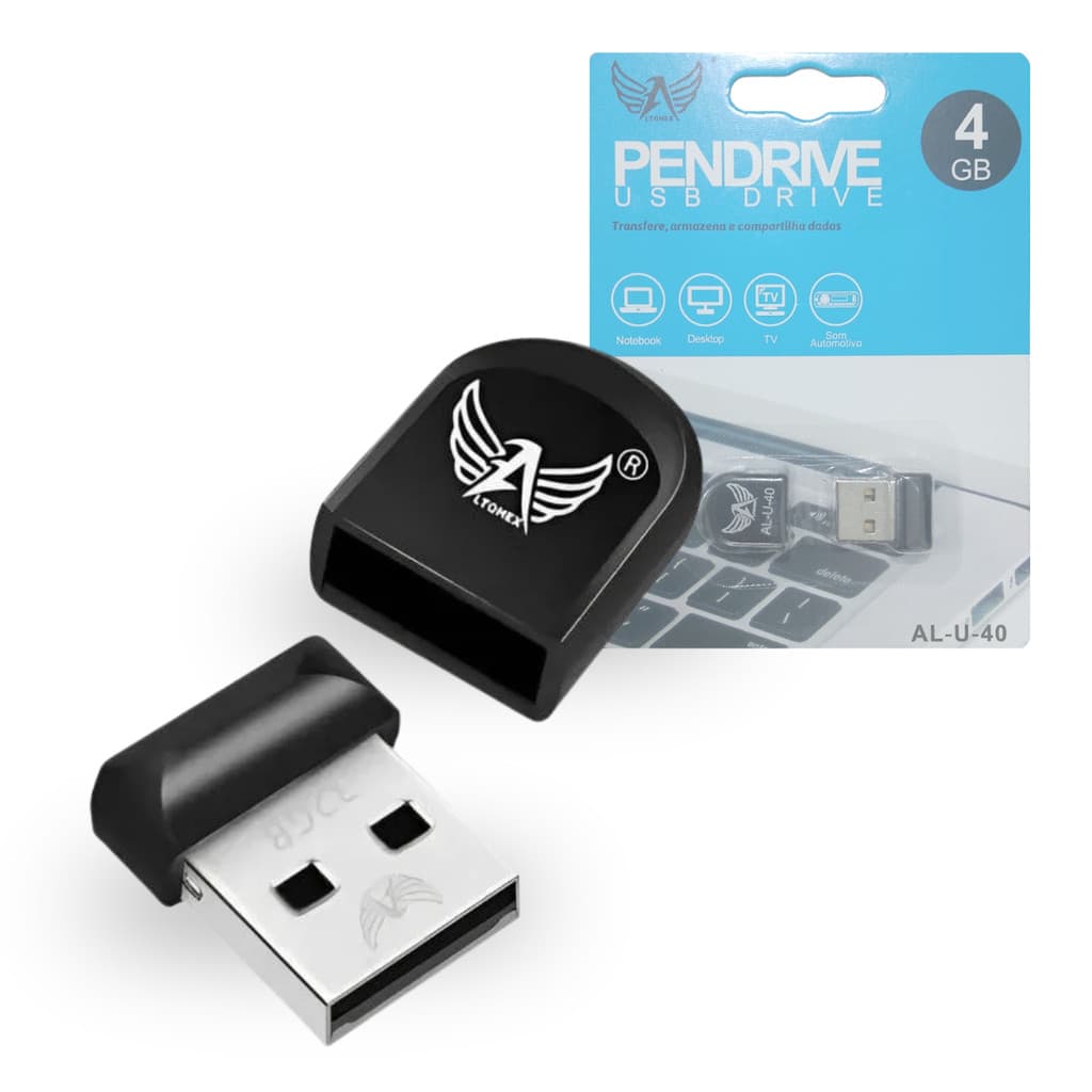 Mini Pendrive 4GB USB Drive Compacto para Dados e Mídia Altomex AL-U-40