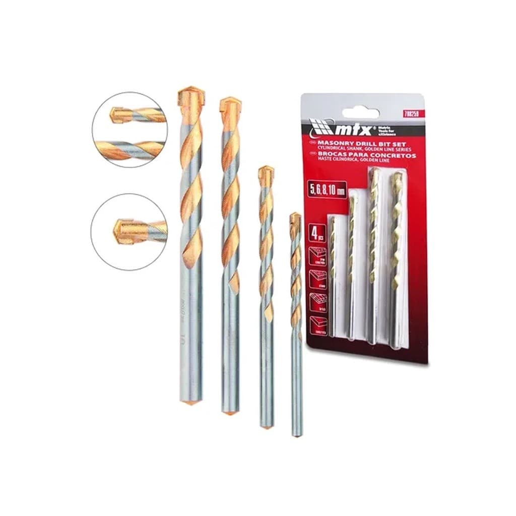 Broca Concreto 5,6,8,10mm 4Pçs Golden Line Mtx