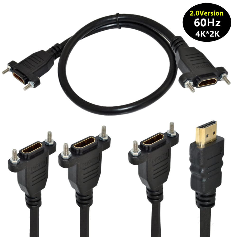 Cabo de vídeo hdmi macho para fêmea 4K * 24 HD cabo de extensão hdmi com furo de parafuso painel cabo versão 2.0 60HZ ca