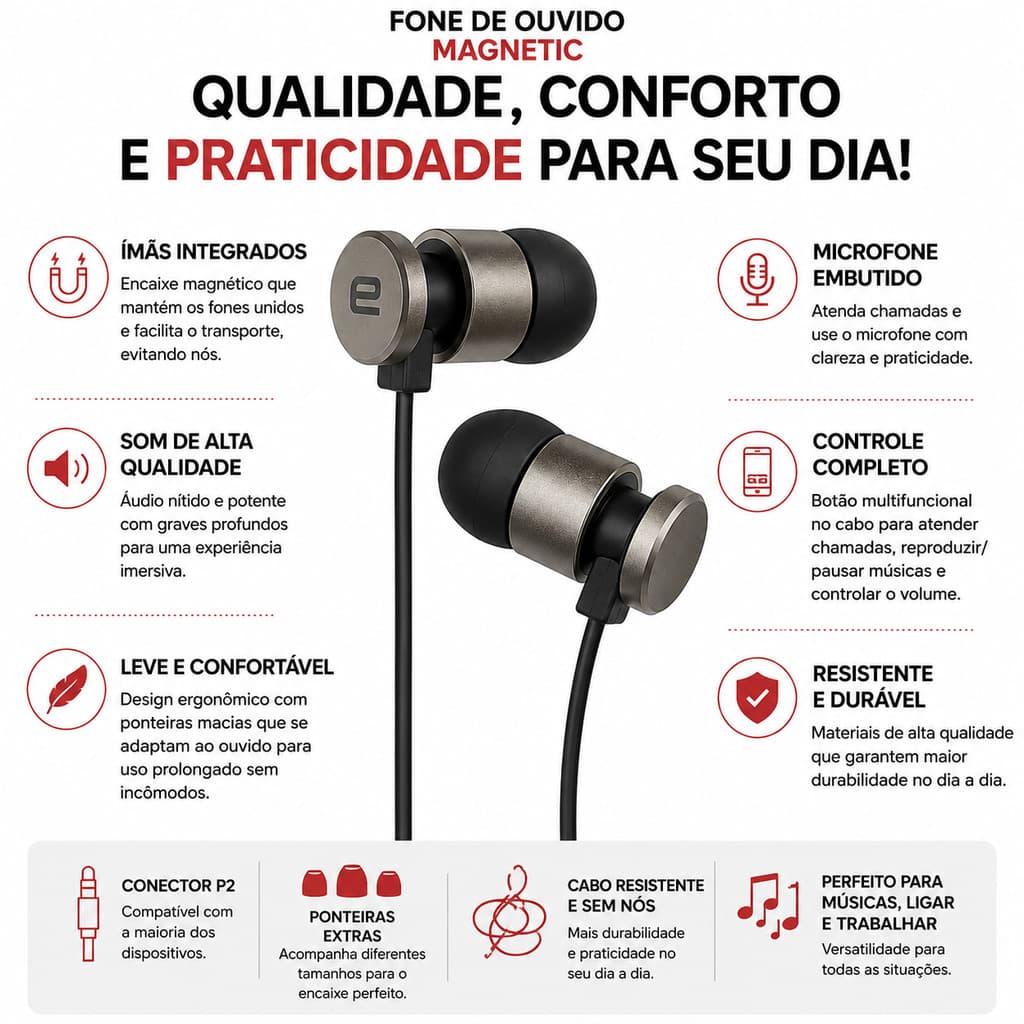 Fone de Ouvido Magnetic