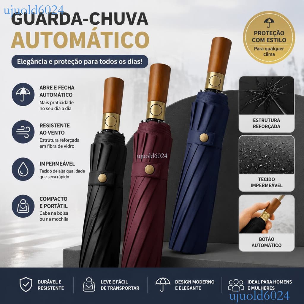 Guarda-chuva para Sol e Chuva 12 Varetas, Amplamente Reforçado Resistente ao Vento e Chuvas Fortes ✨ujuold