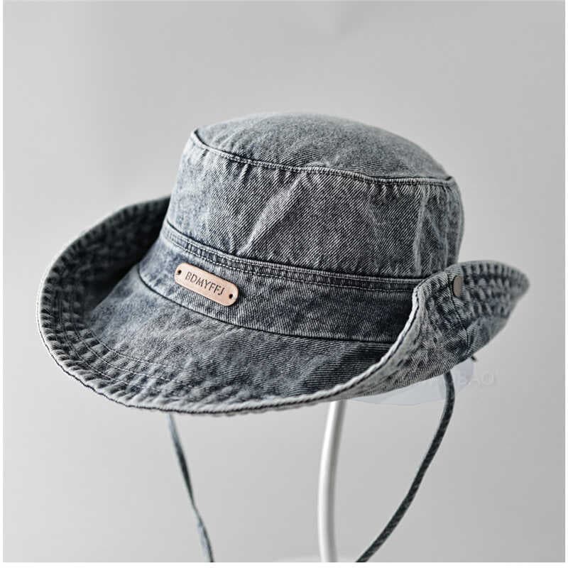 Verão ocidental estilo Cowboy plana superior balde chapéu feminino ao ar livre montanhismo acampamento guarda-sol chapéu