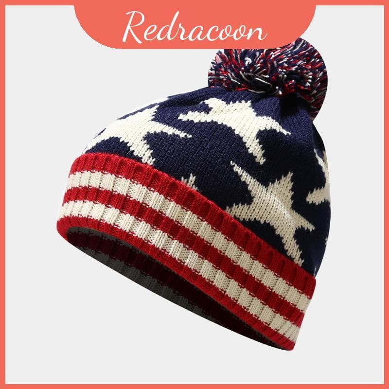 Conjunto De Roupas De Bandeira De Inverno Com Design Para Adultos , Chapéu , Cachecol , Luvas , Clima Frio