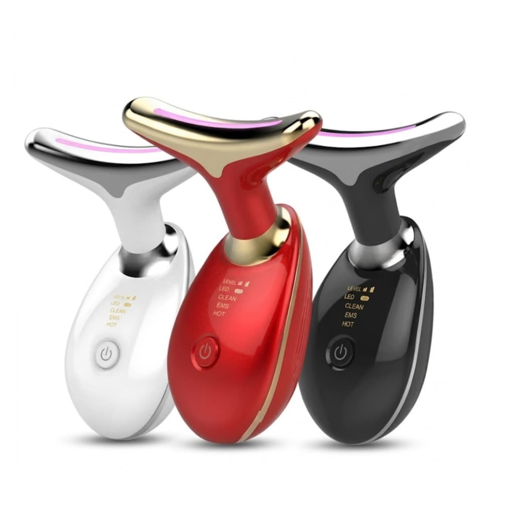 Massageador de Pescoço e Rosto Massageador Facial Massageador Golfinho EMS LED Bivolt Elétrico com Vibração pra Skincare