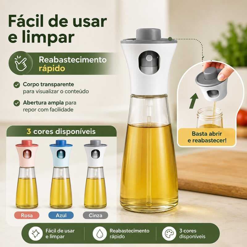 Pulverizador Spray Borrifador Azeite Vidro Inox Galheteiro Para Cozinha Doméstica