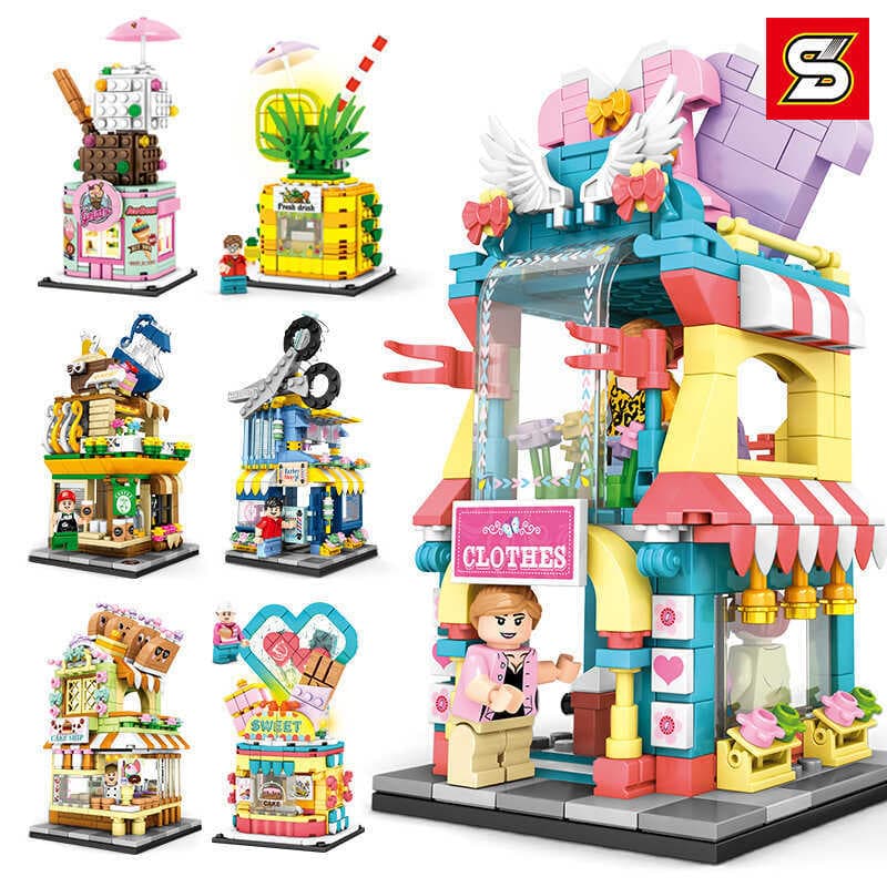 S marca Mini Street View cidade série montagem inserção meninos meninas blocos de construção crianças brinquedos ornamen