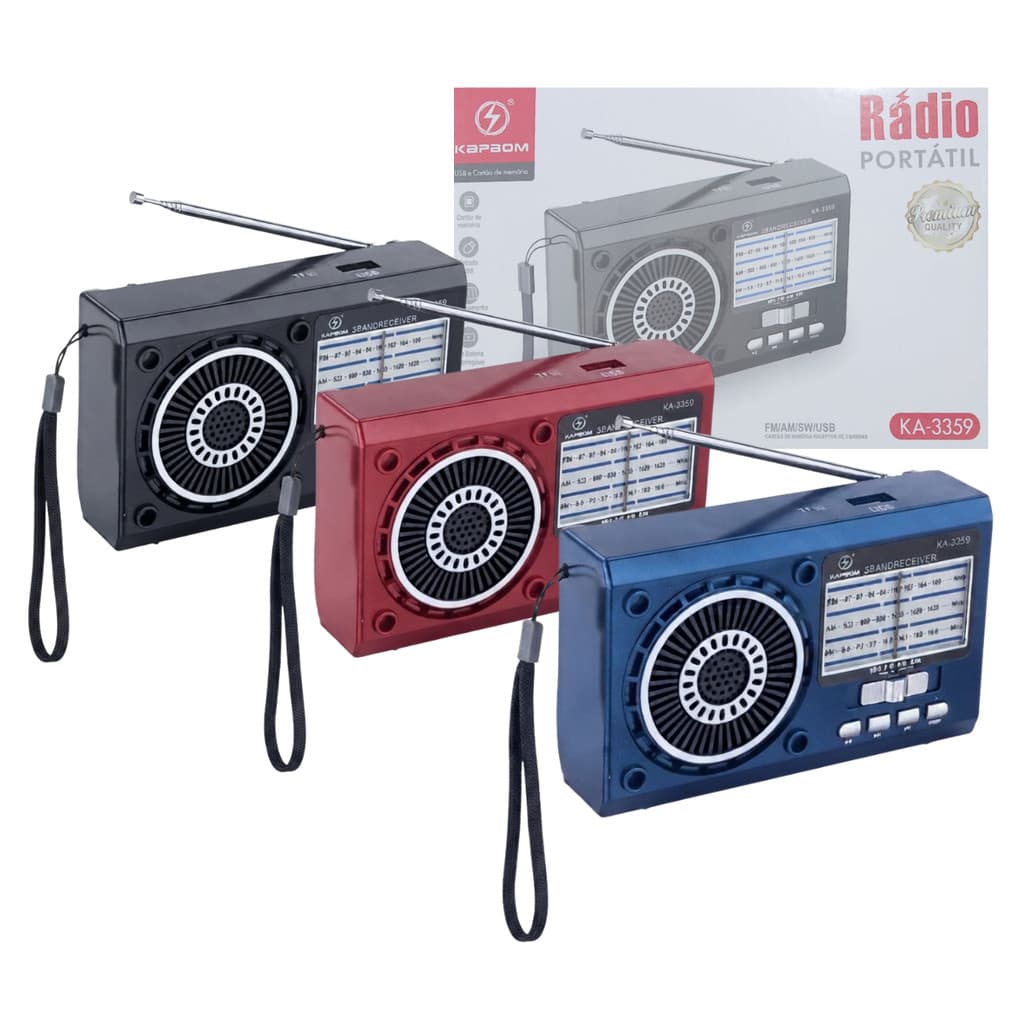 Rádio Retrô AM/FM/SW Recarregável Energia Solar Kapbom KA-3359
