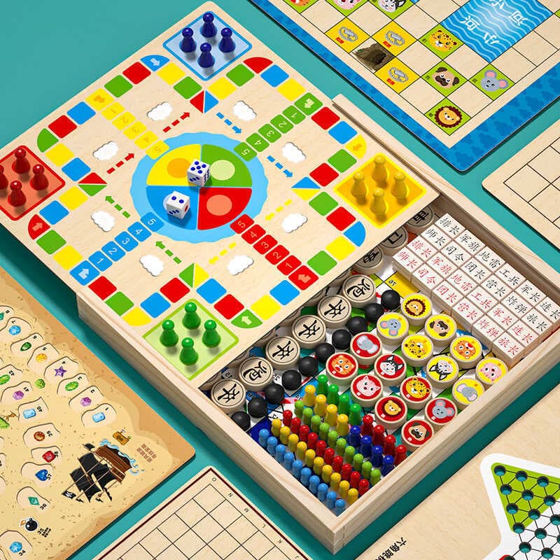Edição infantil xadrez voador brinquedos educativos Gobang damas enciclopédia Multi-função tabuleiro de xadrez tudo-em-u