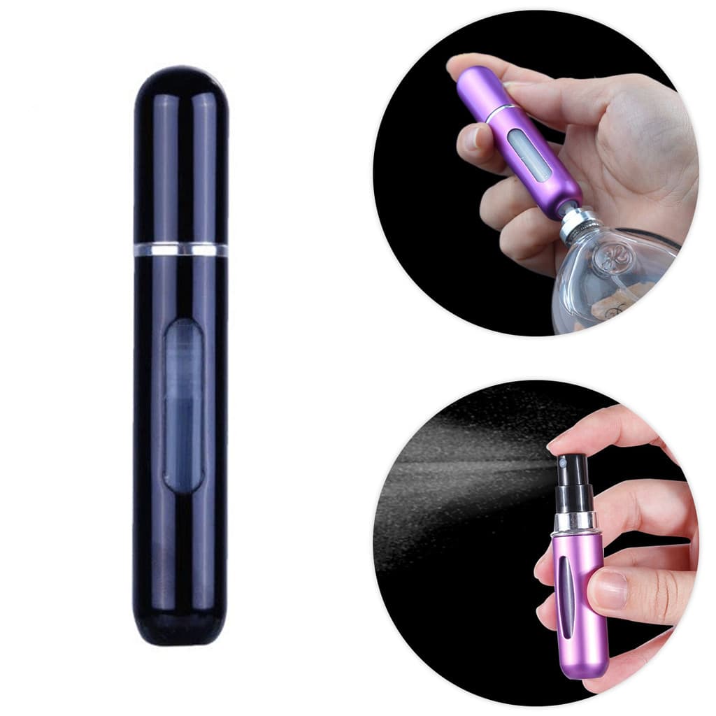 Mini Frasco Porta Perfume Recarregavel Bolsa Viagem 8ml Cor:Preto