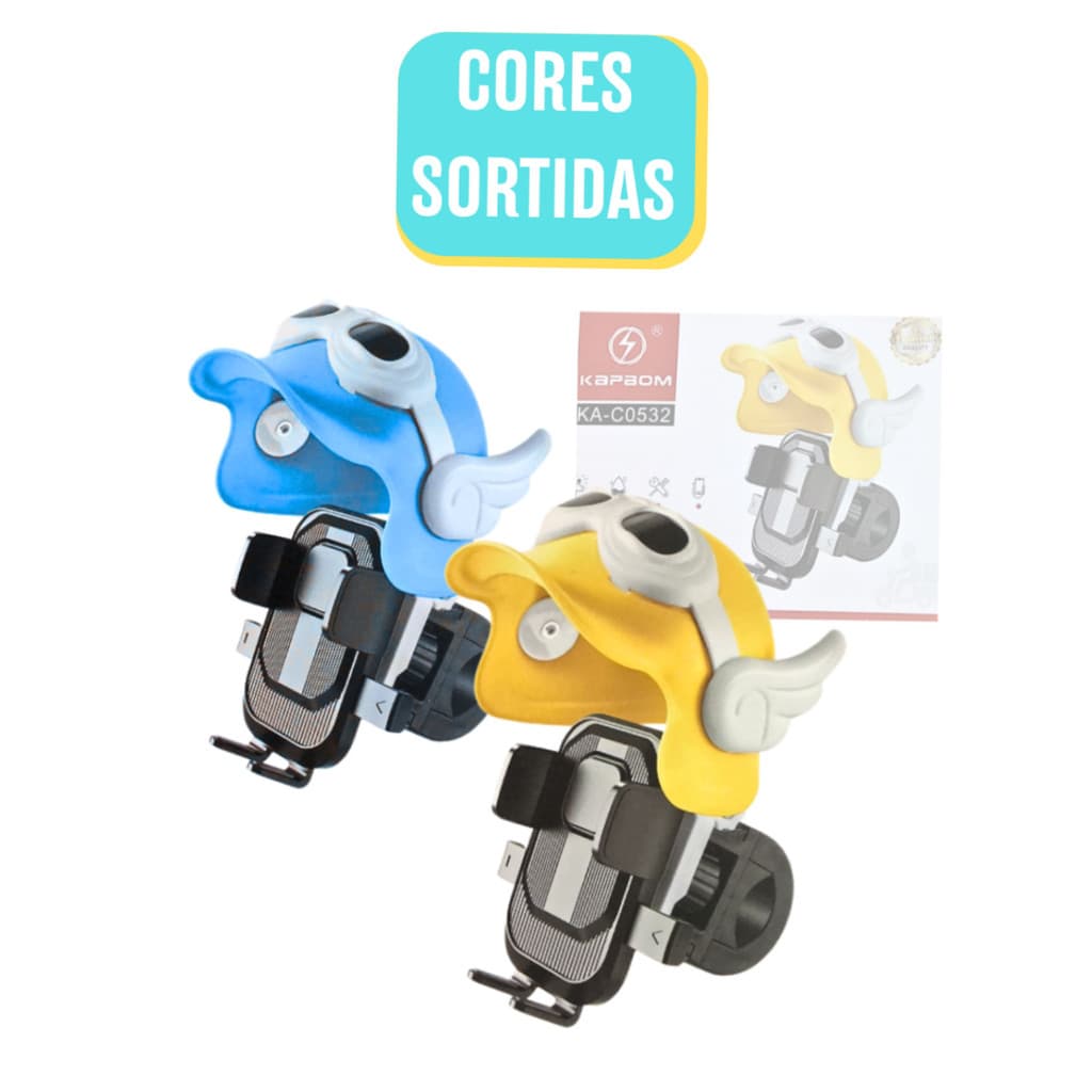 Suporte Celular para Moto Bicicleta Estilo Capacete com Asas - (Cores Sortidas)