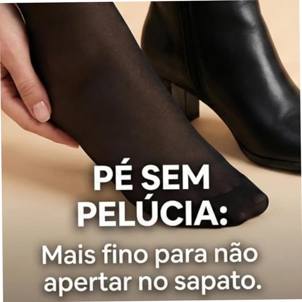 Preta - (P) - Meia calça peluciada translucida 220g