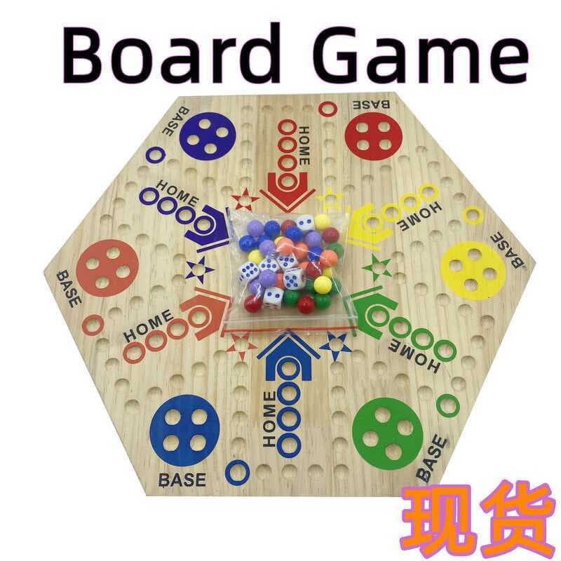 Jogo de tabuleiro de madeira expresso pista octogonal tabuleiro adulto crianças família noite estilo Retro