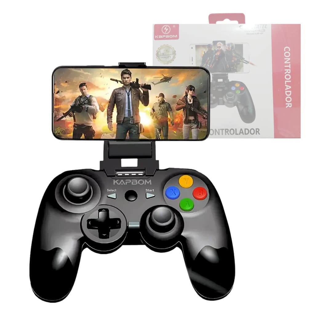 Controle Gamer Joystick Sem Fio Recarregável Bluetooth 4.0 Com Suporte Universal Para Celular Kapbom