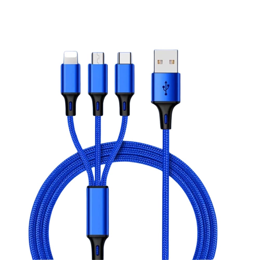 Cabo Carregador 3 in 1 conexão Tipo-C / V8 / Lightning de 1 metro 18W Kapbom KAP-201