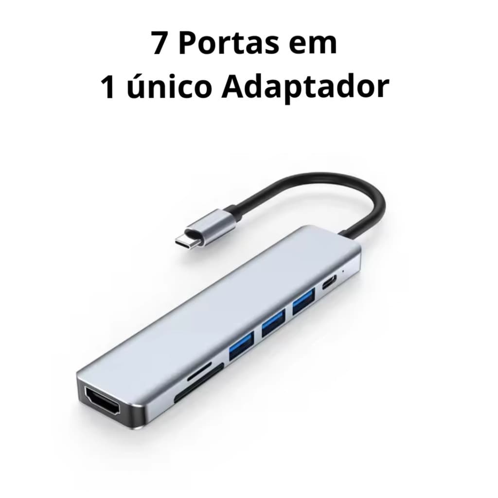 Hub Adaptador USB-C 7 em 1 – HDMI 4K, USB 3.0 e Leitor de Cartões SD/TF - AJ-N17