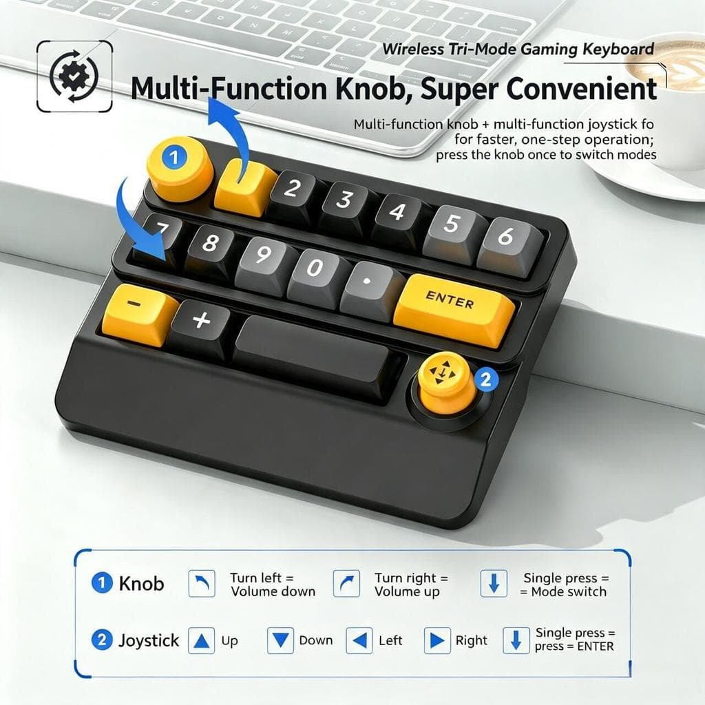 Teclado Programável Para Jogos JOMAA Com Joystick Bluetooth Mecânico Luz De Fundo RGB Portátil Sem Fio