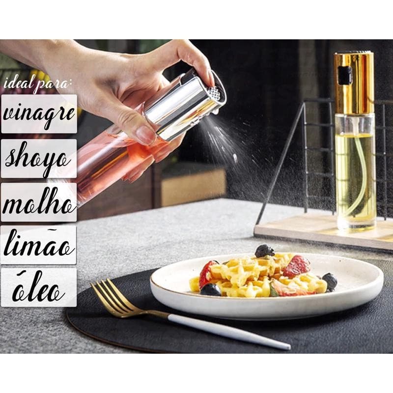 SPRAY BORRIFADOR DE AZEITE E ÓLEO GALHETA VINAGRE VIDRO COZINHA AIRFRYER ACESSÓRIO SAUDÁVEL 100ML HAUSKRAFT SPRT-001RG