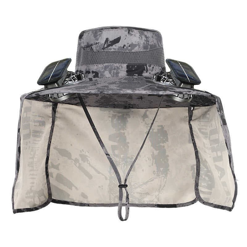 Grande xale protetor Solar cortina destacável ventilador Solar chapéu grande borda ao ar livre balde chapéu masculino ve