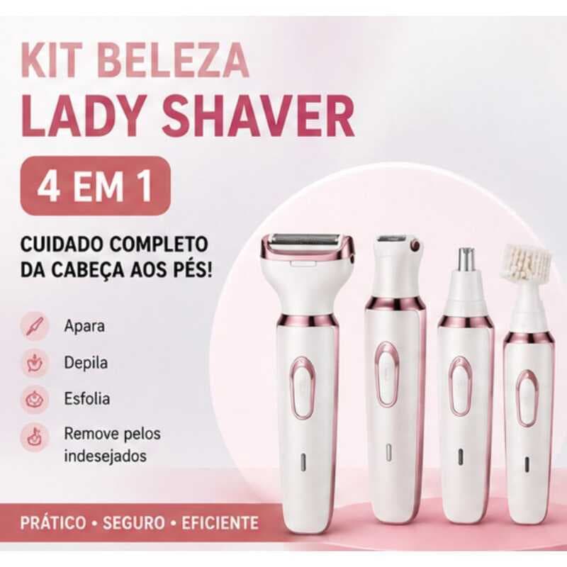 UNISSEX Depilador Elétrico Feminino 4 em 1 Recarregável Multifuncional para Corpo Rosto Axilas Pernas e Áreas Delicadas