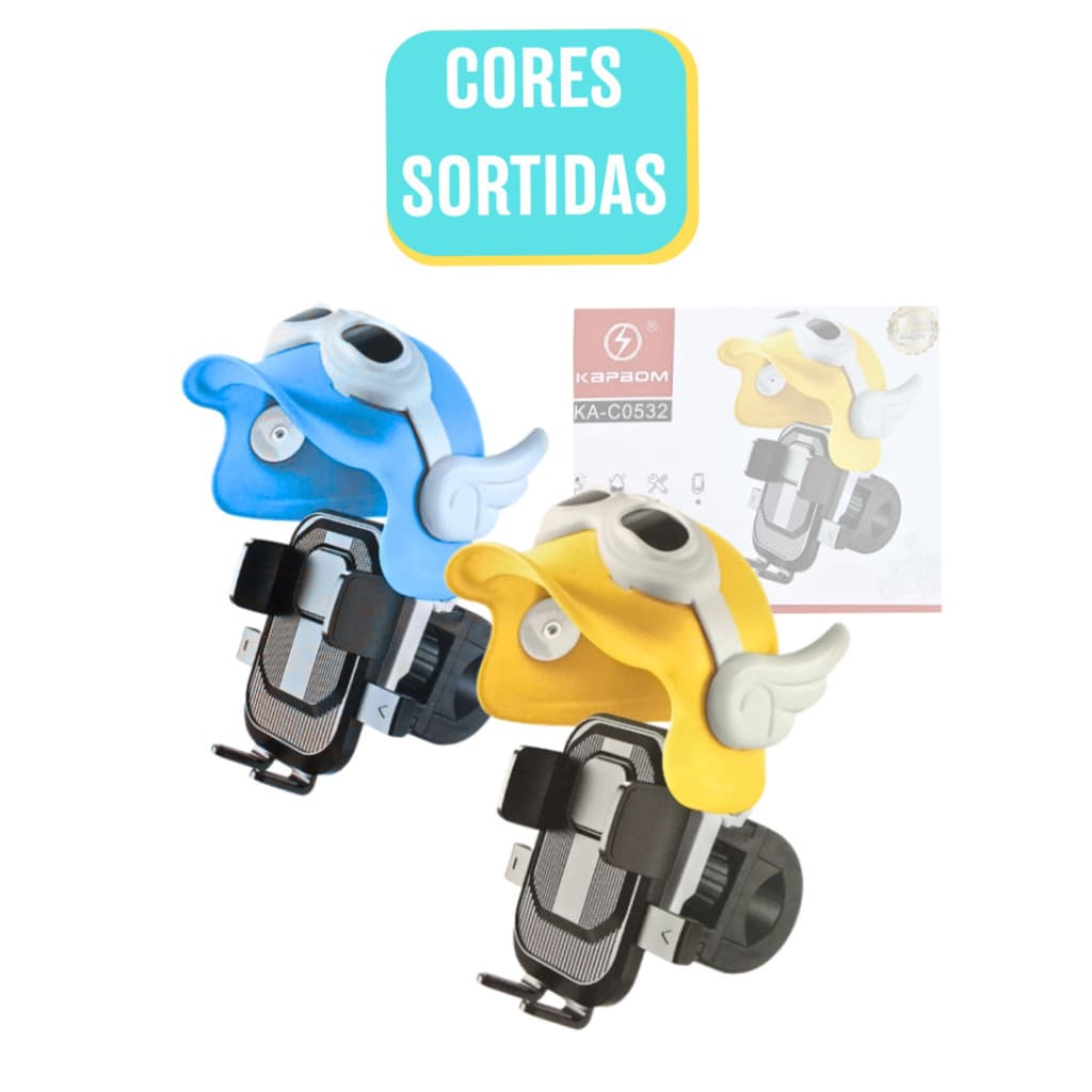 Suporte Celular para Moto Bicicleta Estilo Capacete com Asas - (Cores Sortidas)