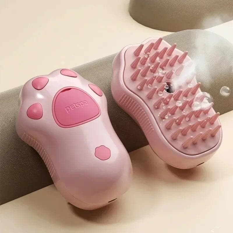 Escova 3 em 1 para animais de estimação, escova a vapor para gatos, pente para cães, escova elétrica com spray para pelo