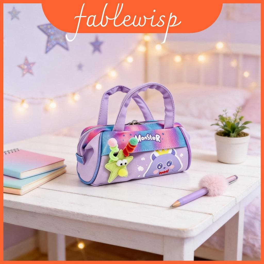 Estojo De Caneta Monster Cute Kids Com Armazenamento Espaçoso E Tecido Oxford Para Estudo Escolar