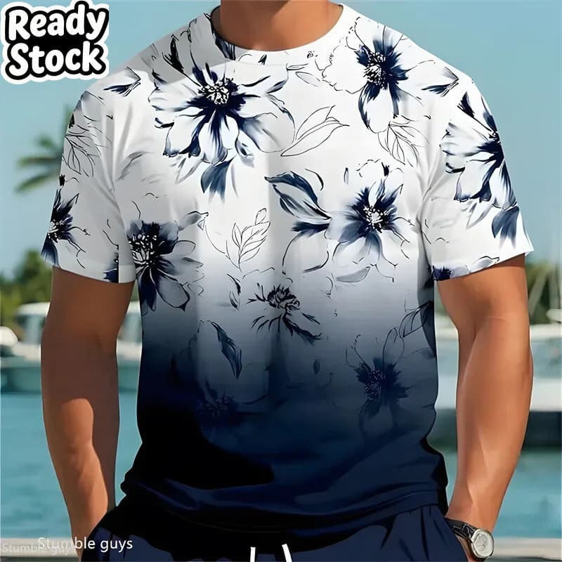 Verão Masculino Quente Oversized Retro Gráfico Camiseta Solta Manga Curta Tecido Respirável Tamanho Grande Esportes 3D D