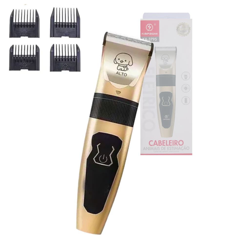 Máquina de Tosa Pets Cachorro Gato Silencioso Recarregável Bivolt Kapbom KA-3795