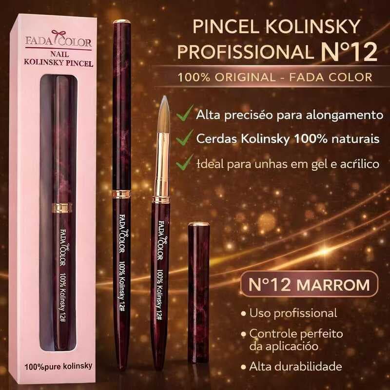 Pincel Kolinsky Profissional para Alongamento de Unhas Acrílicas e Gel 100% Natural