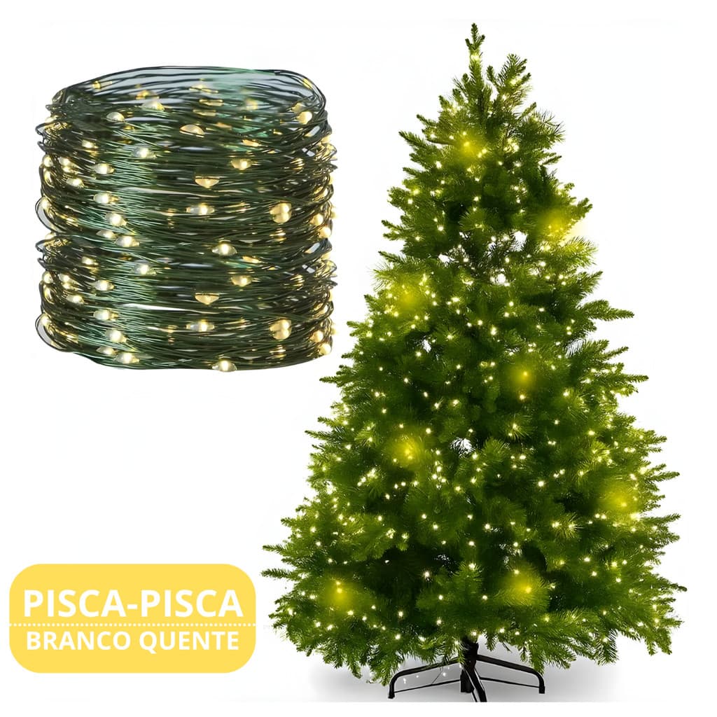 Pisca‑pisca 100 leds Cordão Branco Quente 10M  - 110V