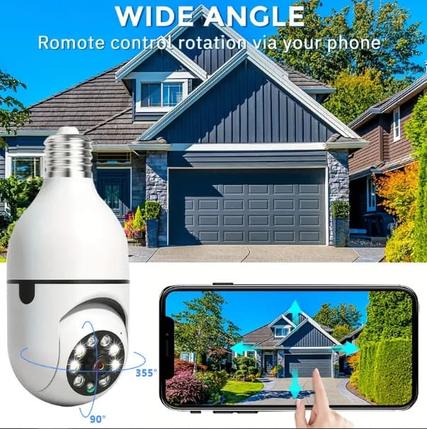 Câmera  de Segurança Vigilância Modelo Lâmpada IP Wi-Fi 360° Com Visão Noturna Full-HD Bivolt