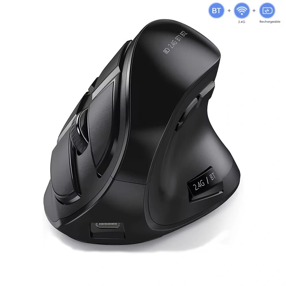 JOMAA Mouse Ergonômico Sem Fio 2.4G + Bluetooth 5.2 Vertical De Computador Para Office Ergo Recarregável