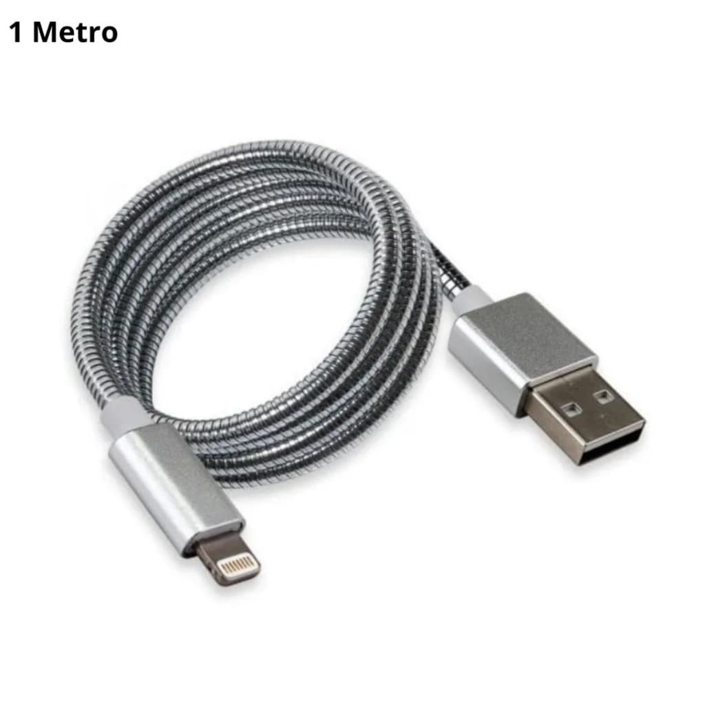 Cabo Lightning Reforçado Metálico 1 Metro - iPhone/iPad