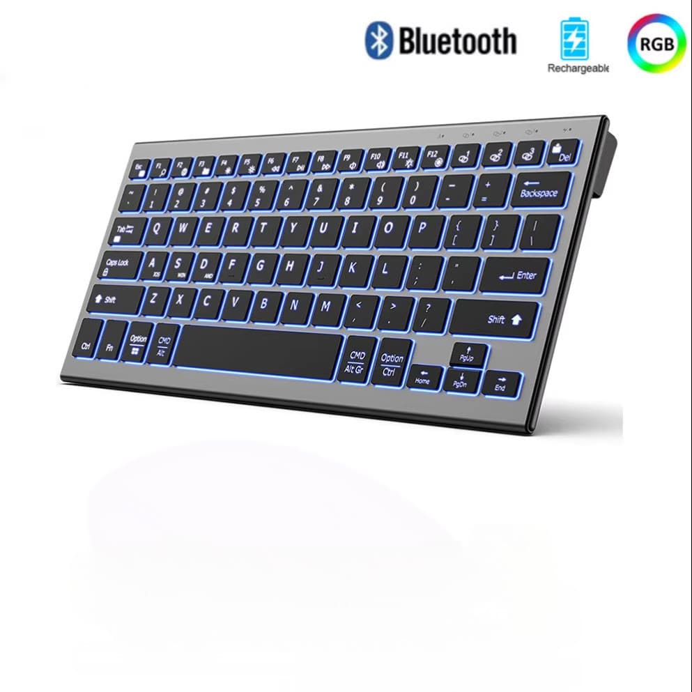 JOMAA Teclado Sem Fio Retroiluminado Ergonômico 2.4G USB Recarregável Bluetooth Para Casa E Escritório