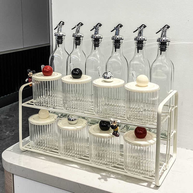 Sui Mu estilo creme simples tempero jar conjunto cozinha do agregado familiar saleiro molho vinagre garrafa combinação a
