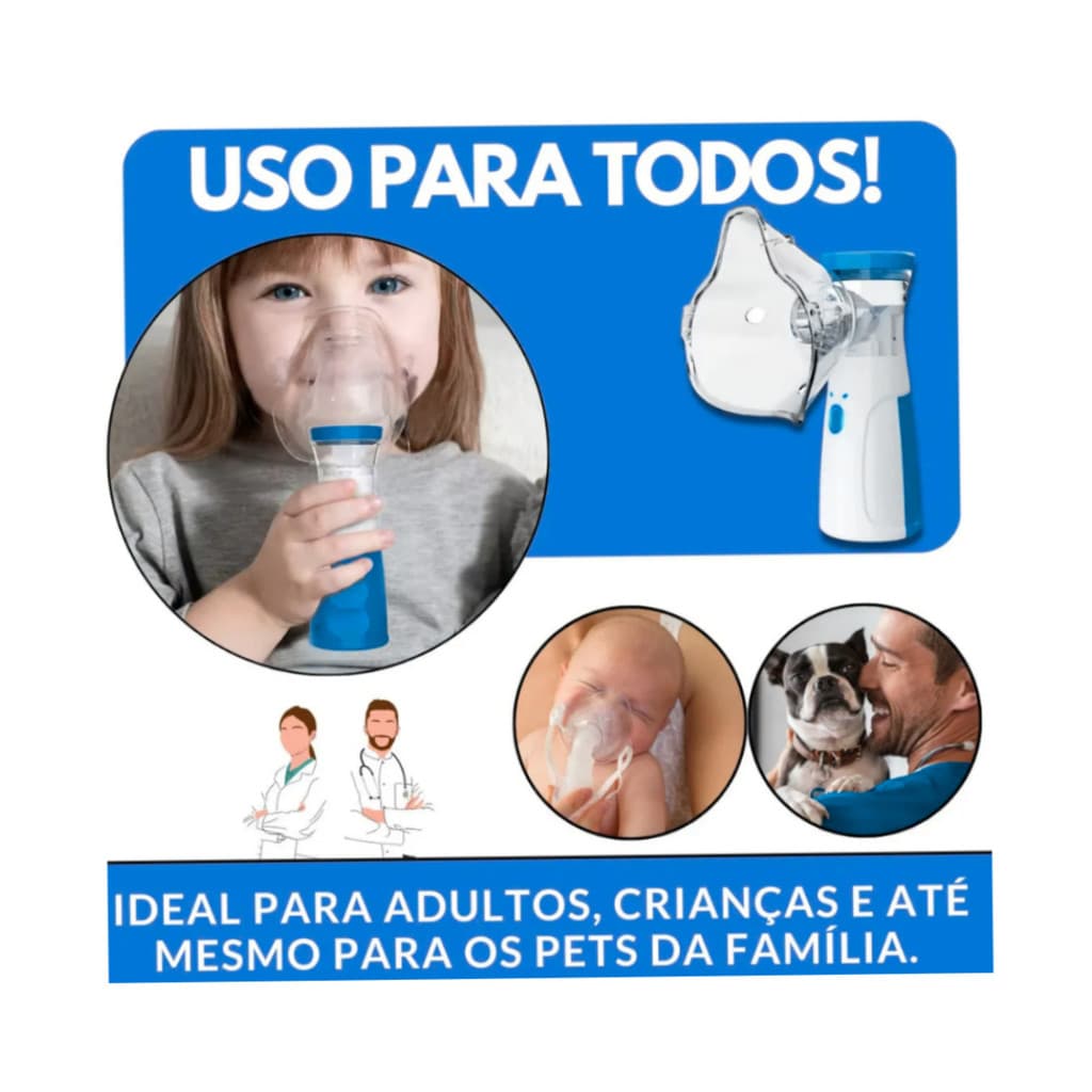 Inalador Portátil Nebulizador Ultrassônico Adulto Infantil USB Compacto E Silencioso De Rede Top