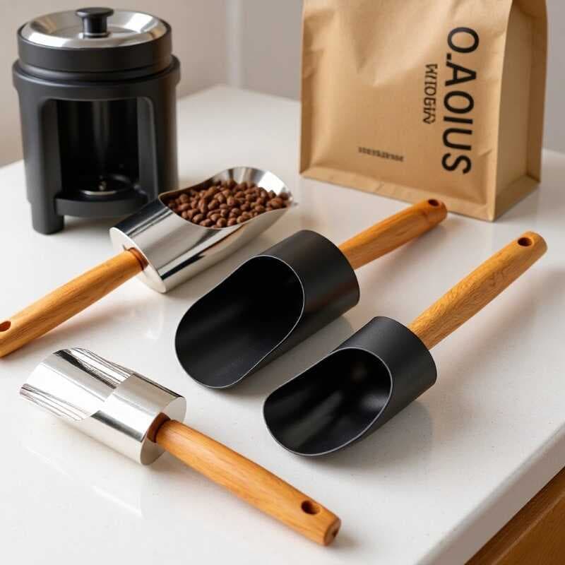 Pá de aço inoxidável para comida de gato, 201, ferramenta, pá para comida de gato, comida de cachorro, cabo de madeira,