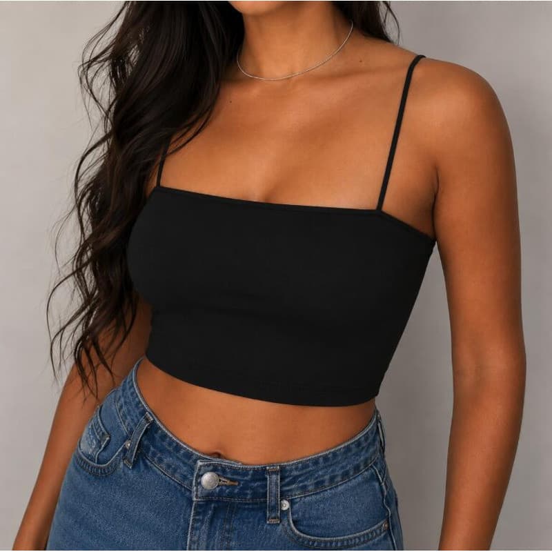 Top Cropped Feminino Casual com Bojo Básico Elegante com Bojo e Forro Duplo Alta Elasticidade Suplex Cropped Feminino