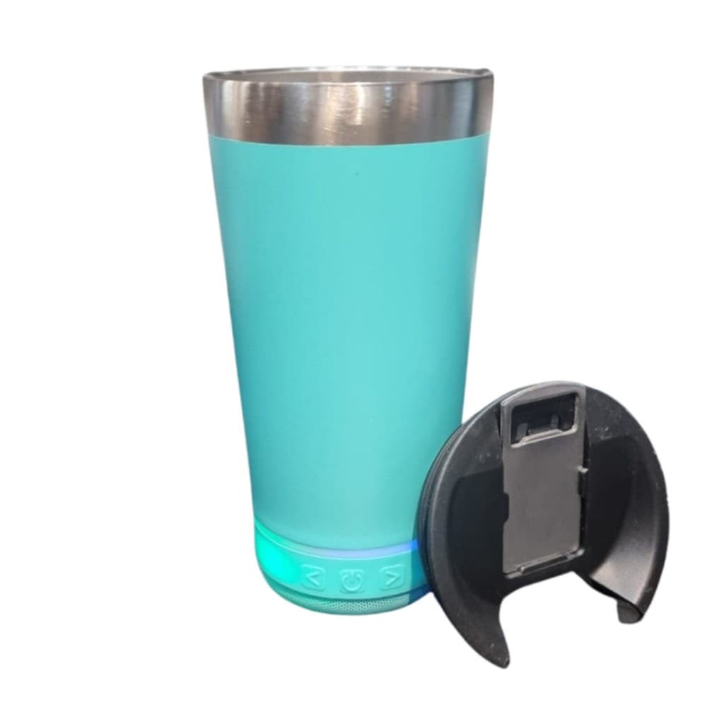 Normal Bluetooth - Copo Térmico Som Led(420 ml) - Verde Água