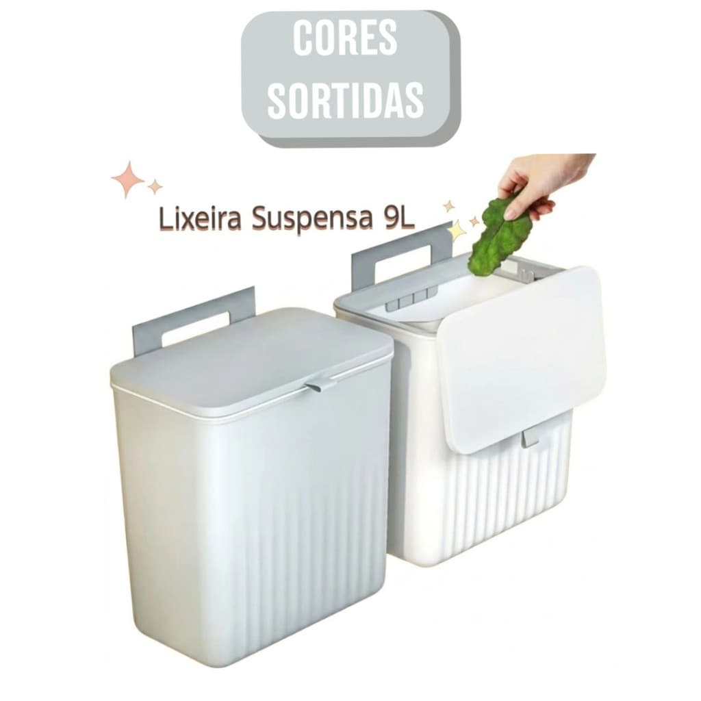 Lixeira de Parede Suspensa – Organização Inteligente e Separação de Resíduos - BM-F1740 - (Cores Sortidas)