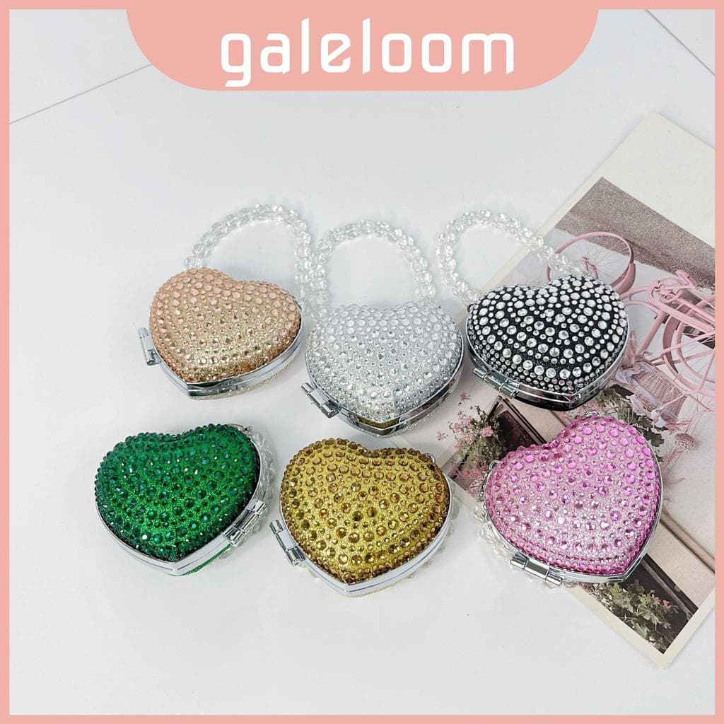 Mini Bolsa De Ombro Acrílica Em Forma De Coração Com Enfeites De Cristal E Passeios Internos De Para Uso Casual