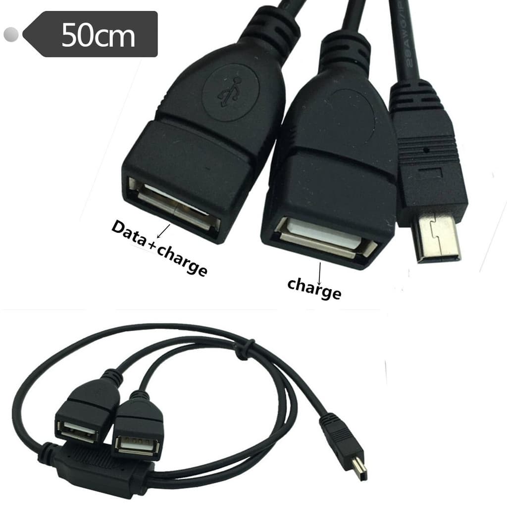 Cabo USB One Point Two oTG mini 5P para 2 A fêmea, Data Plus Power 0.5m