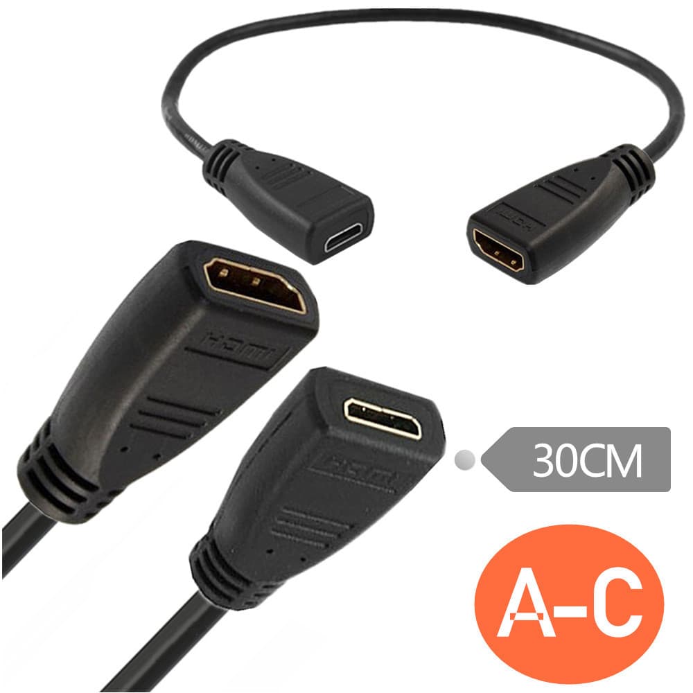 Cabo de vídeo cabo hdmi Mini hdmi fêmea para hdmi fêmea adaptador cabo HD TV plana 0.3m cabo de conversão de vídeo