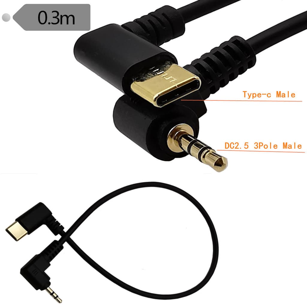 Tipo-c a 2.5mm macho banhado a ouro cotovelo adaptador de áudio cabo do telefone móvel carro AUX alto-falante fone de ou