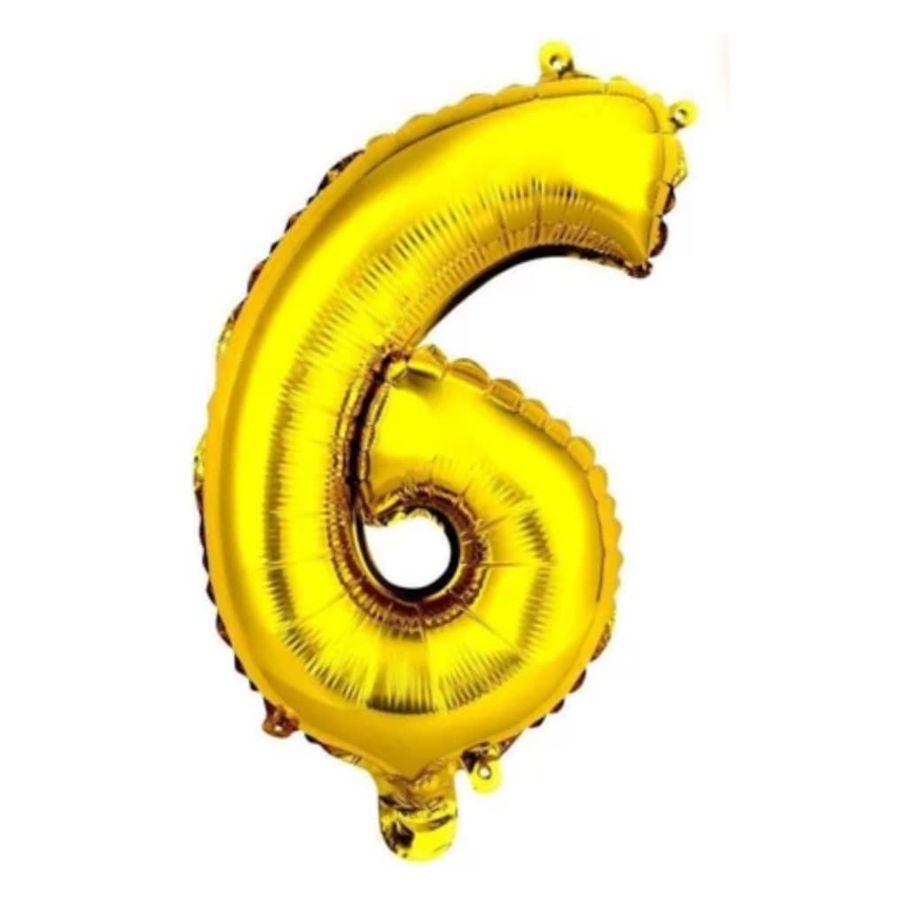 Balão Número 6 ( SEIS ) Dourado Metalizado 16 Polegadas 40cm Festa Aniversário Decoração